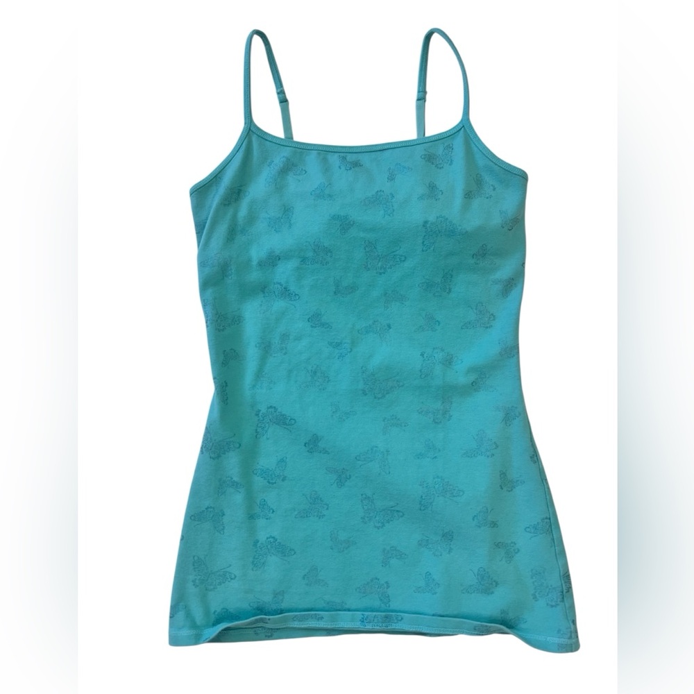 Vintage Express Butterfly Print Sexy Basic Bra Cami XS Turquoise